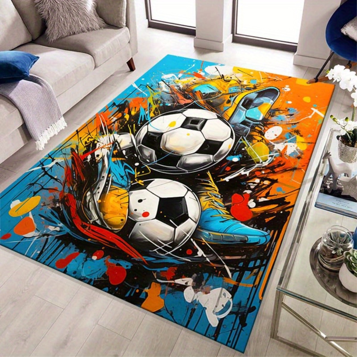   soccer shoe patterned non slip area rug 800g   velvet polyester carpet suitable for   bedrooms workplaces and   contemporary home decoration floor mat