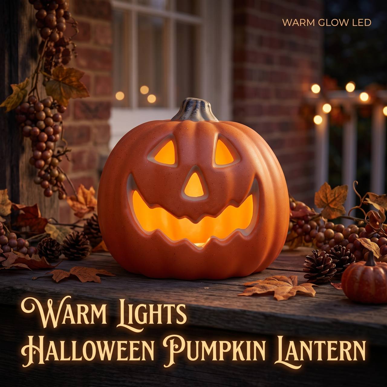 TEMU 2026 New Halloween Led Glowing Flat Pumpkin Lamp Warm White Light Ambient Light Pumpkin Glowing Light Fixture Halloween Indoor Desktop Scene