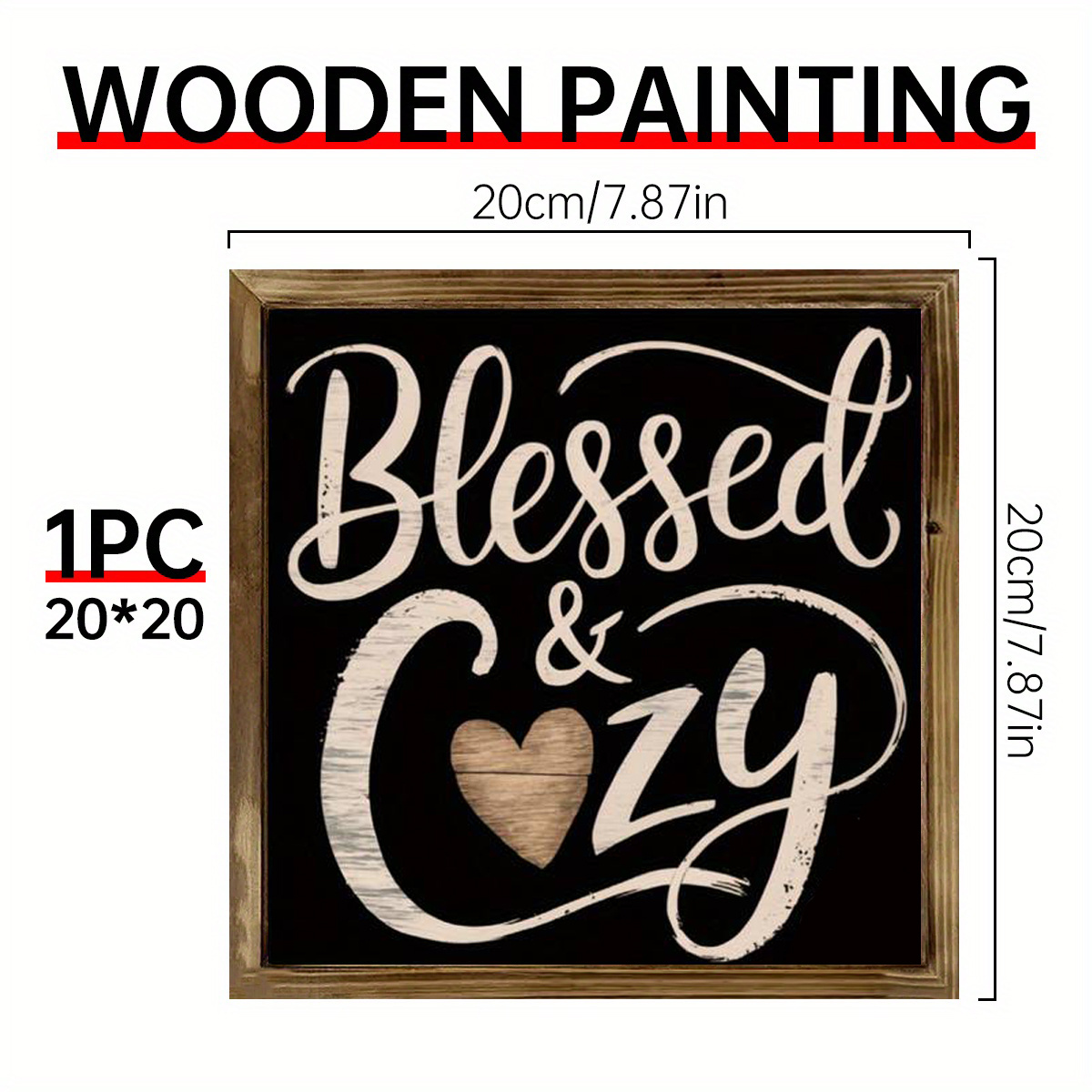 TEMU 1pc Rustic Farmhouse Wooden Painting, Funny "blessed & Cozy" Sign, Home Decor Wall Art, Perfect For Bedrooms&living Rooms&dining Rooms&cafes,