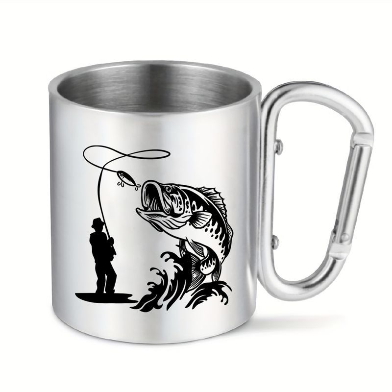 

1pc, 10oz Stainless Steel With Fishing Design, Portable Mug, Insulated, , Unique Gift For , Ideal For Camping, Hiking & Adventure, No Electricity Needed