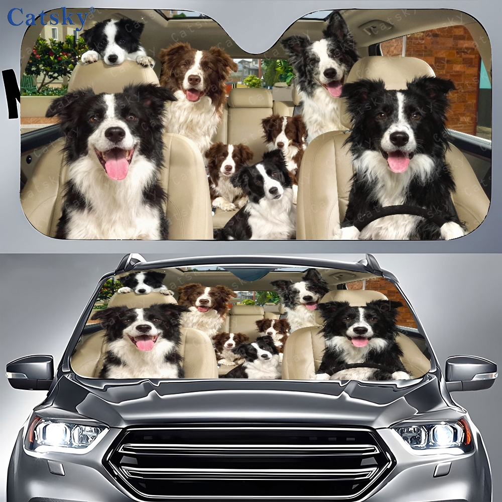 TEMU 車の後部座席に座る犬たちの オートサンシェード フロントウィンドウ デコレーション用 耐久性ウィンドシールド ギフト