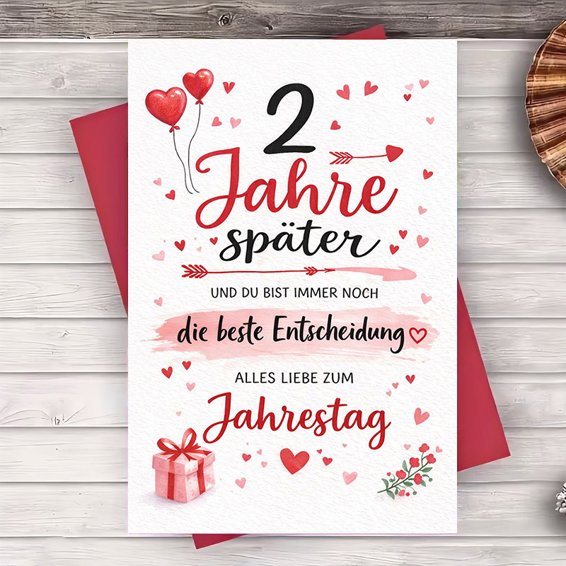 1pc Anniversary Card Celebrating 2 Years And Perfect For Couples Expressing Appreciation And On Their (envelope And Card)