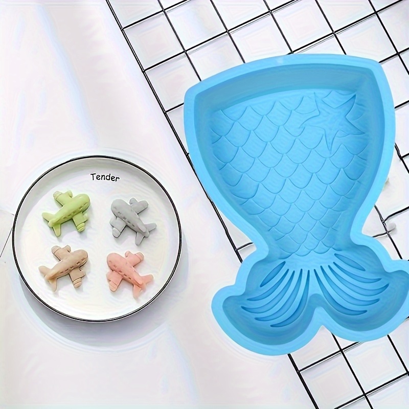 Image of Single Fish Tail Silicone Baking Mold - Heat-resistant Up To 428°f, Reusable Fish Tail Shaped Cake Mold Suitable For Desserts, Party Baking, Holiday Treats --grade For Party Cupcakes