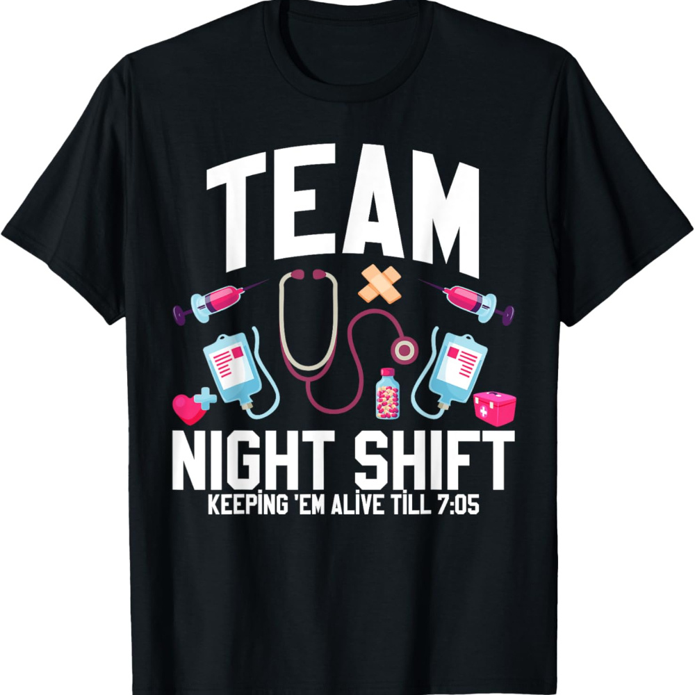 

1pc Team Nurse Practitioner T-shirt - Casual Cotton Tee With Geometric Pattern, Round Neck, Stretch Fabric, Unisex For Adults, Youth - Regular Fit For Sports, Outdoors, Running, Training - All