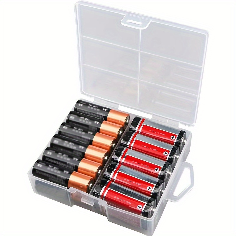 

Aa/aaa Battery Storage Box Transparent Battery Storage Box Can Hold 24 Aa Batteries Or 24 Aaa Batteries