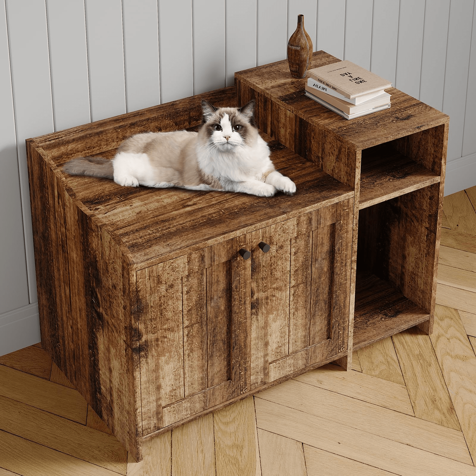 Cat Litter Box Enclosure with Storage Space