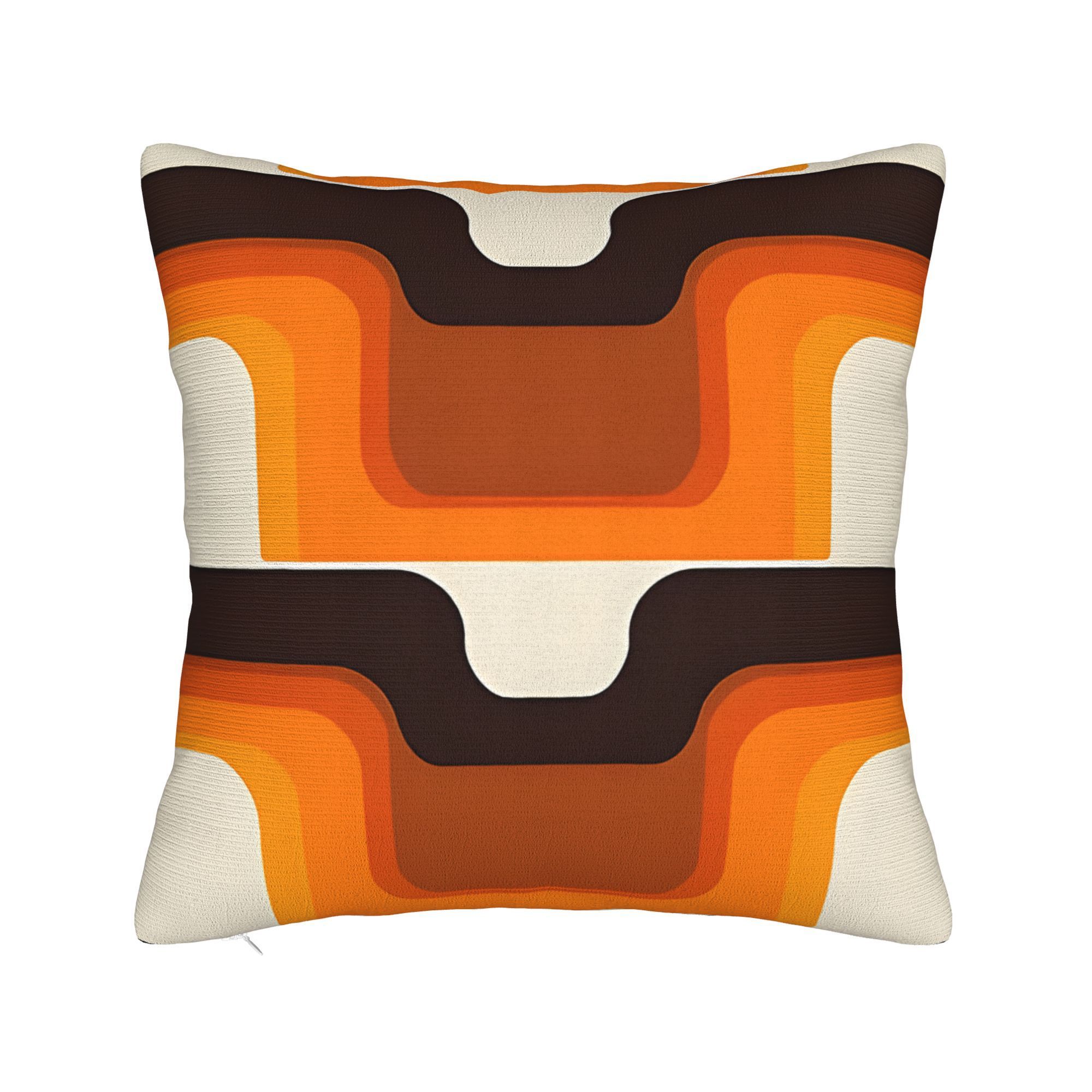 

1pc Style Mid Century Modern 1970s Orange Geometric Pattern Pillow Cover, 100% Polyester Woven Fabric, Machine Washable With Zipper Closure For Room Types - Insert Not Included