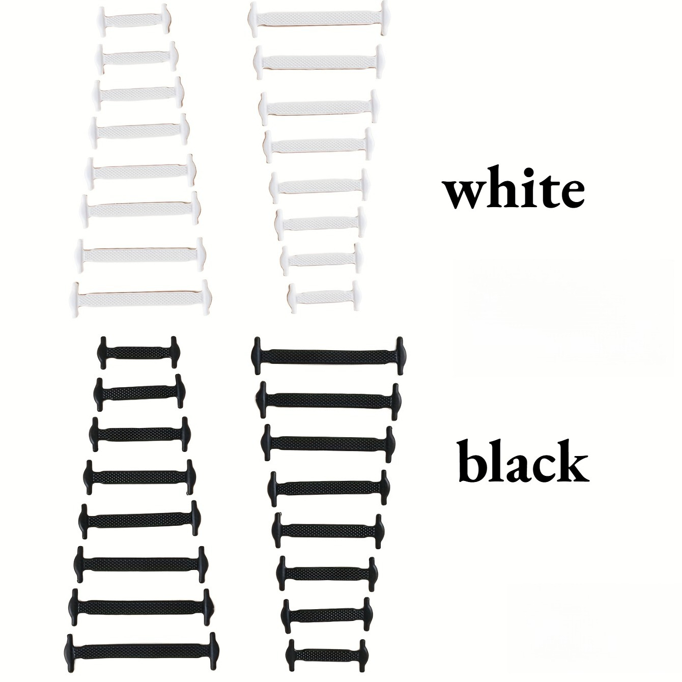 TEMU 2 Paires de Lacets Élastiques Noirs et Blancs Nœud, Adaptés aux Baskets, Chaussures Décontractées et Chaussures de Sport, Durables, Confortables