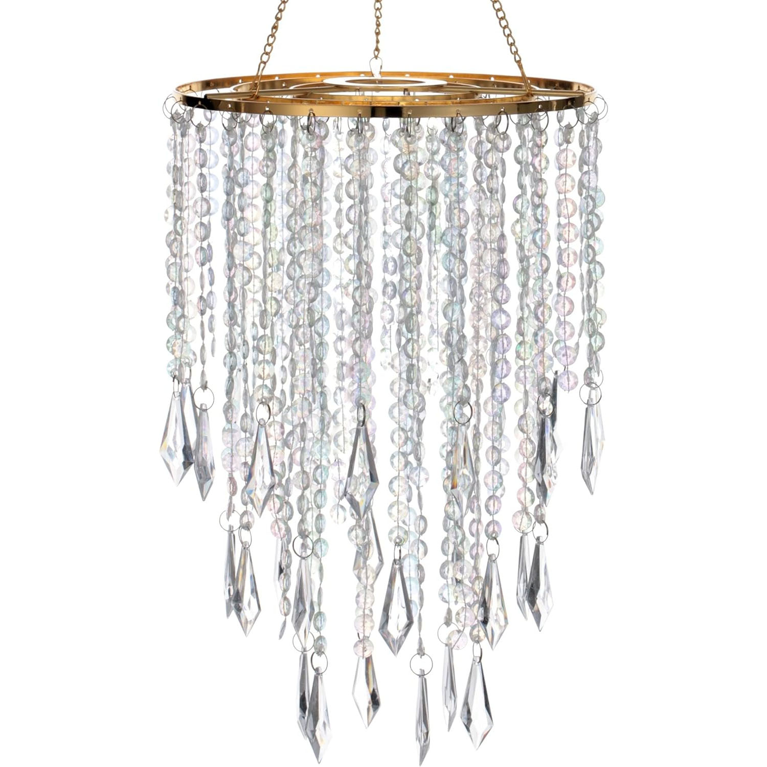 3 tier acrylic chandelier ceiling light shade with   elegant beaded hanging pendant lampshade for bedroom wedding party decor 12 9 h x 8 7 w party ceiling light luxurious chandelier tiered chandelier chandeliers for ceiling details 0