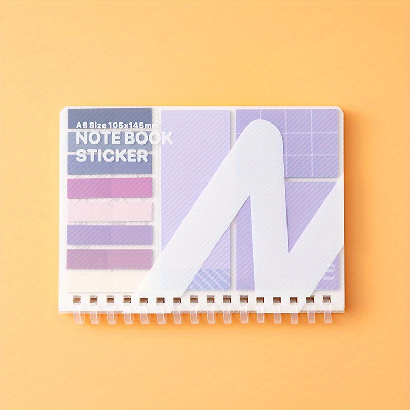 TEMU 1-pack Sticky Note Combination Sandwich Sticky Notes Sticky Index Soft Coil Horizontal Line Loose-leaf Book (40 Sticky Notes + 160 Index Notes +