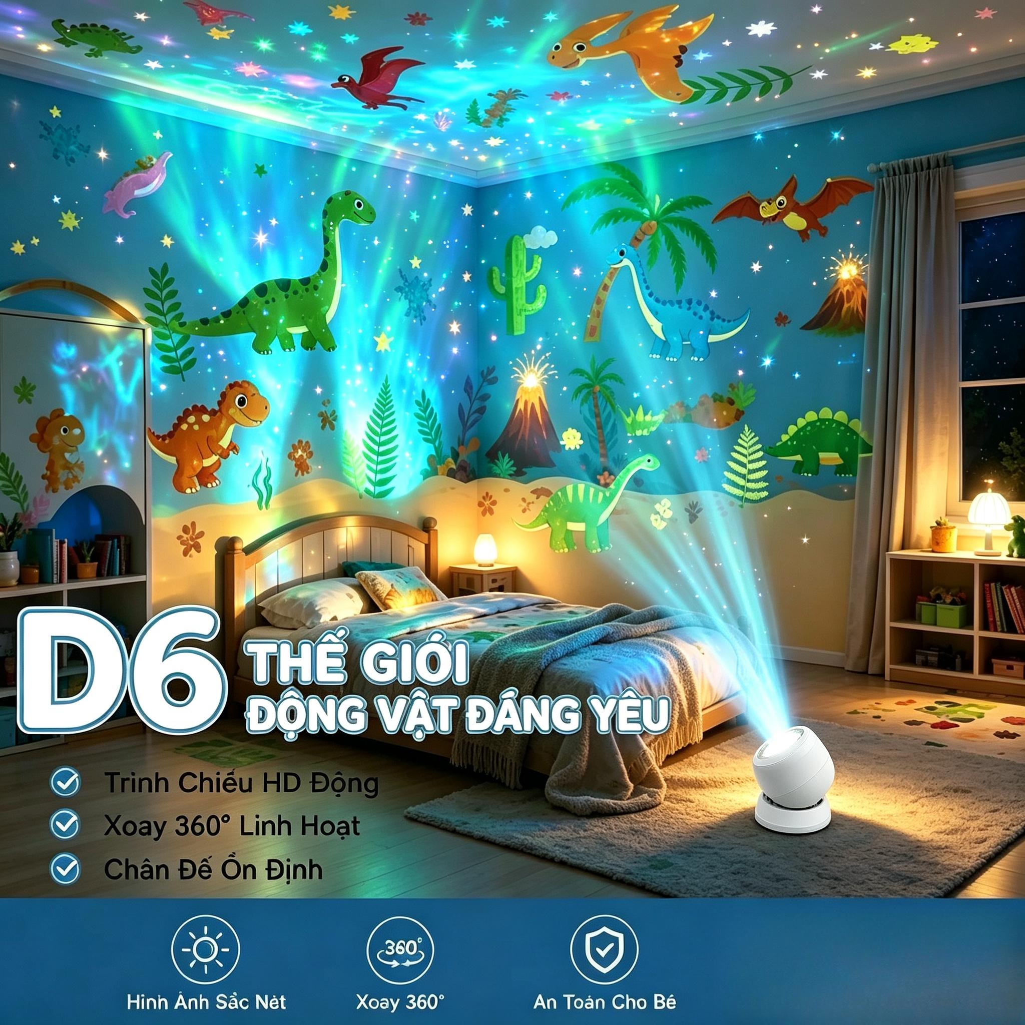 TEMU Dinosaur-themed Dynamic Projection Lamp With Dinosaur , Usb-powered, 360° Rotating Light And Shadow, Soft And Non-dazzling Light, Suitable For