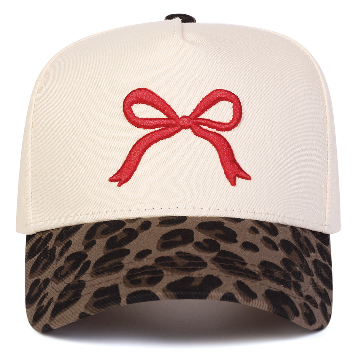 TEMU Women's Bow Embroidered Leopard Print Baseball Adjustable Sports Casual Hat Suitable For Spring Autumn Outing Travel Beach Vacation