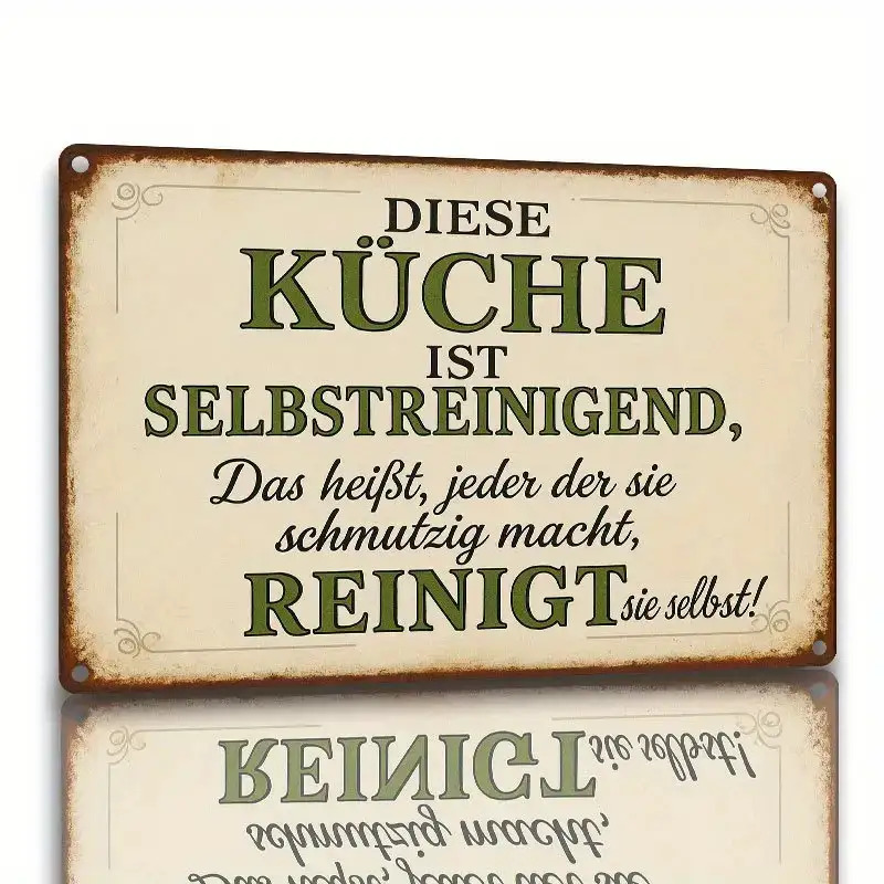 E-shop 2D Flat - 2D Flache Retro Deutsche Zitat Metall Wanddekoration - Humorvolle Deutsche "Wenn Du Es Nicht Ausdrücken Kannst, Du Keinen Anspruch Auf
