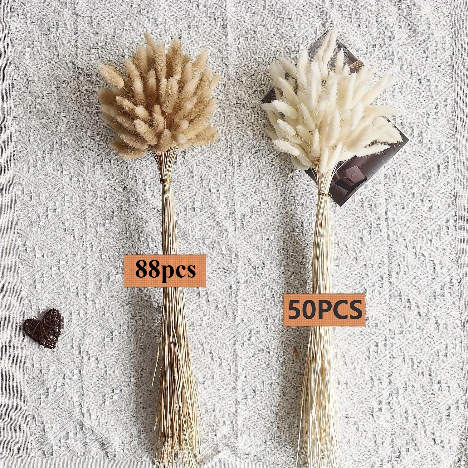 138pcs Bohemian Pampas Bouquet | Artificial Dried Flowers In Beige & Cream, Perfect For Weddings, Country Parties, And Home Decor, Adds To Any Room