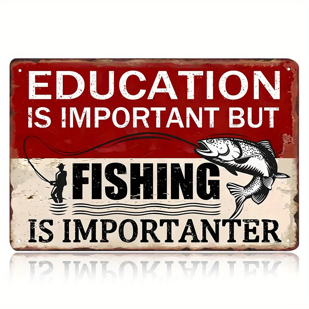 TEMU 2d Flat, 2d Flat 1pc Vintage Fishing Is Importanter Aluminum Sign Rustic Wall Decor With Humorous Angler Quote Man Cave Bar Or Outdoor Spaces