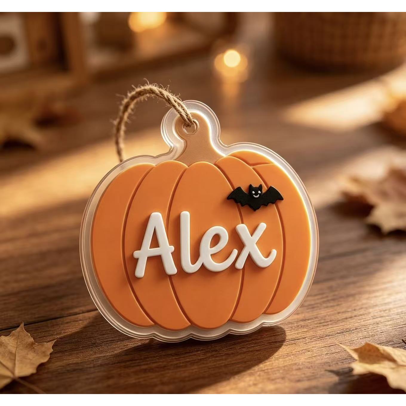 TEMU [2d Flat] Personalized Halloween Acrylic Name Tag, Custom Pumpkin Bat Ghost Basket Tag, Boo Basket Accessory, Retro Halloween Decor, Fall Party