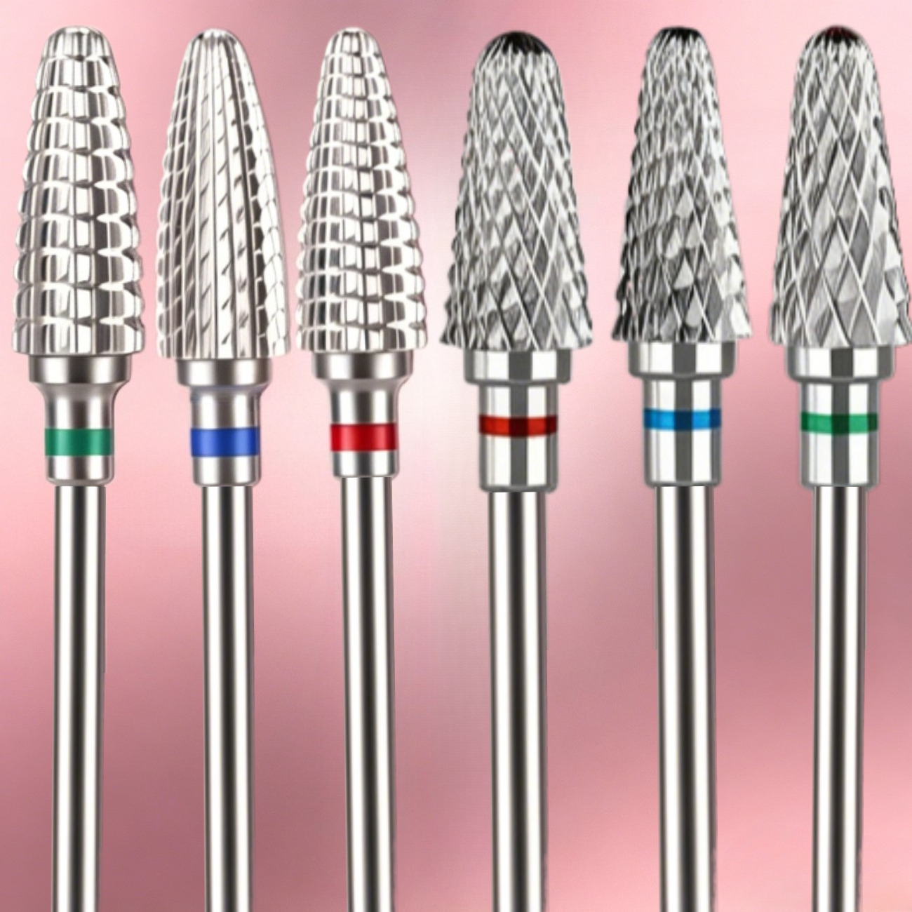 Image of 6pcs Set Of Carbide Straight/triangular Pointed Sharp Nail Drill Bits, Suitable For Nail Preparation, , And Pedicures, Easily Removes Gel And Cuticles