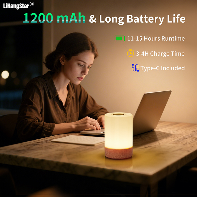 Touch-Controlled Dimmable Night Light, Smart LED Bedroom Lamp