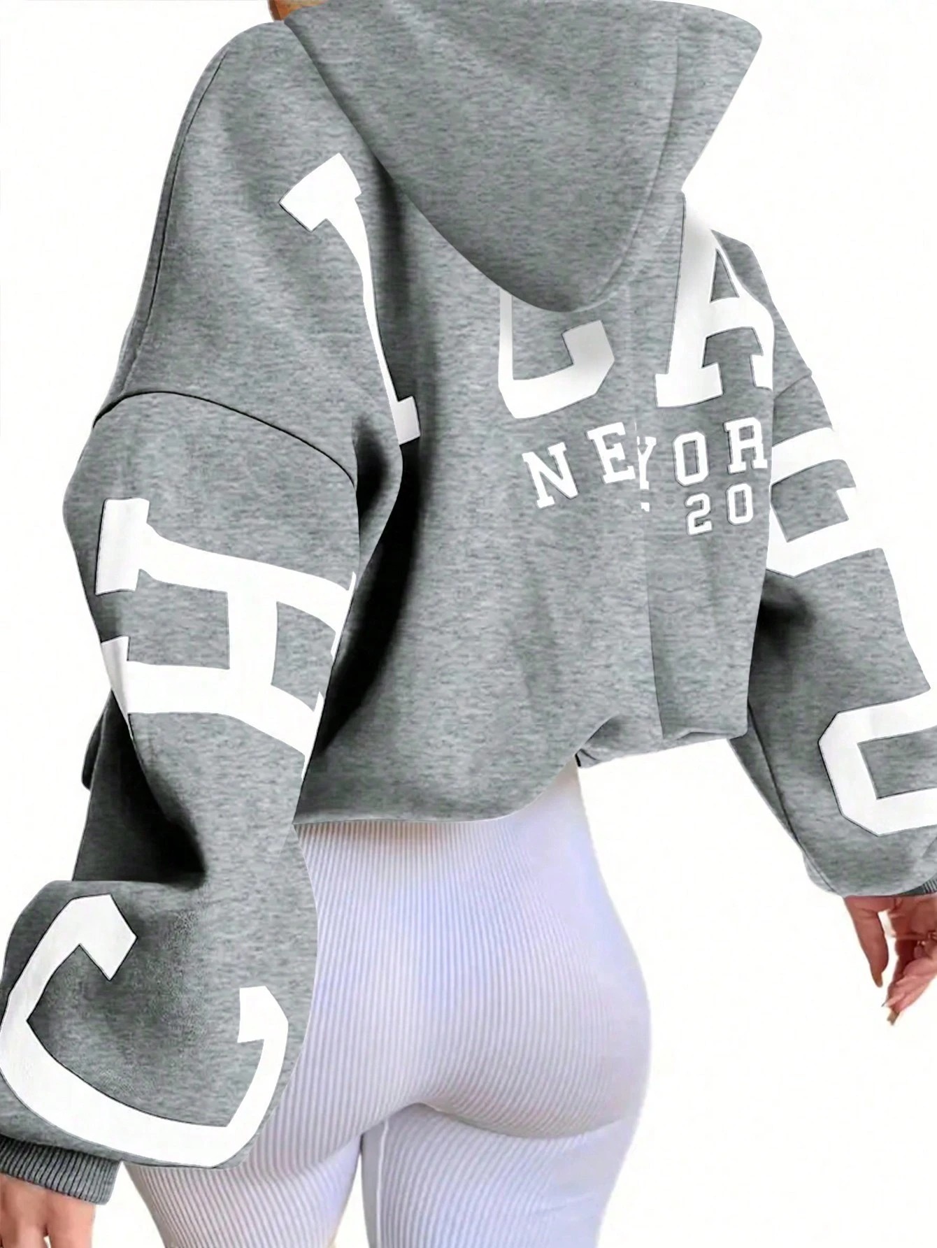 graphic print hoodie drawstring casual hooded sweatshirt for winter and fall womens clothing