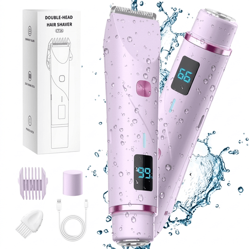 2 in 1 electric shaver for women facial hair removal with display ipx7 waterproof wet dry rechargeable for legs underarms and sensitive areas