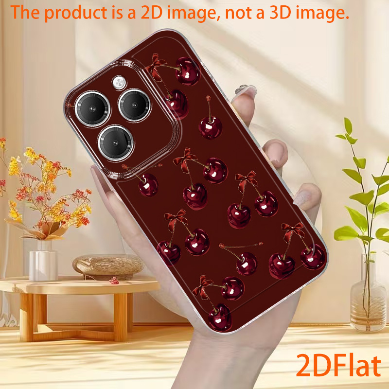 phone case 2d flat cherry bow tie suitable for   hot9 hot10 hot10play hot11 hot11s nfc hot12 hot12i hot12play hot20s hot30 hot30i hot30play    pro note30 hot10lite a70 a80   design personalized full coverage protection pho