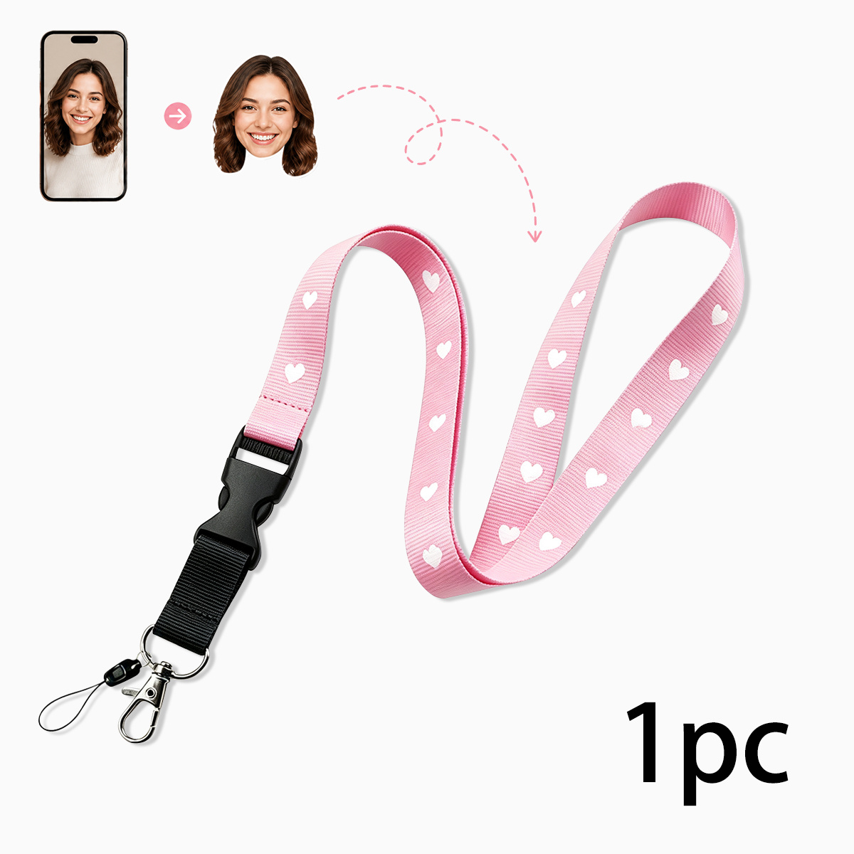 TEMU 2d Work Badge Lanyard B2- Customized Photo Lanyard, Personalized Photo Neck Strap, Customized Lanyard With Picture, Detachable Lanyard For Id