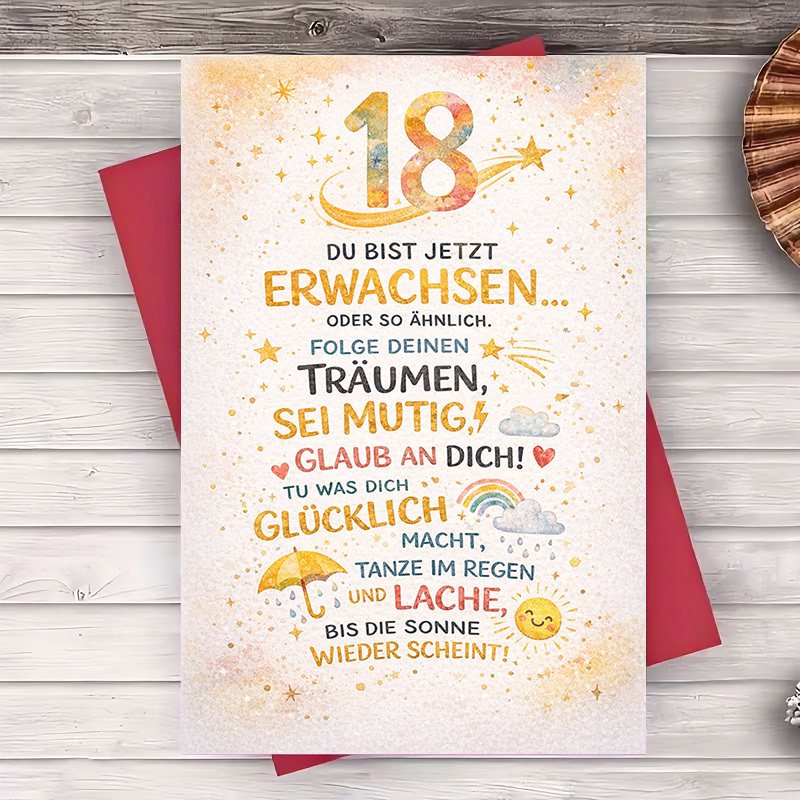 E-shop 2 Stück (ein Umschlag eine Grußkarte) Inspirierende 18. Geburtstagsgrußkarte für Teenager junge Erwachsene – Feiern Sie mit motivierenden