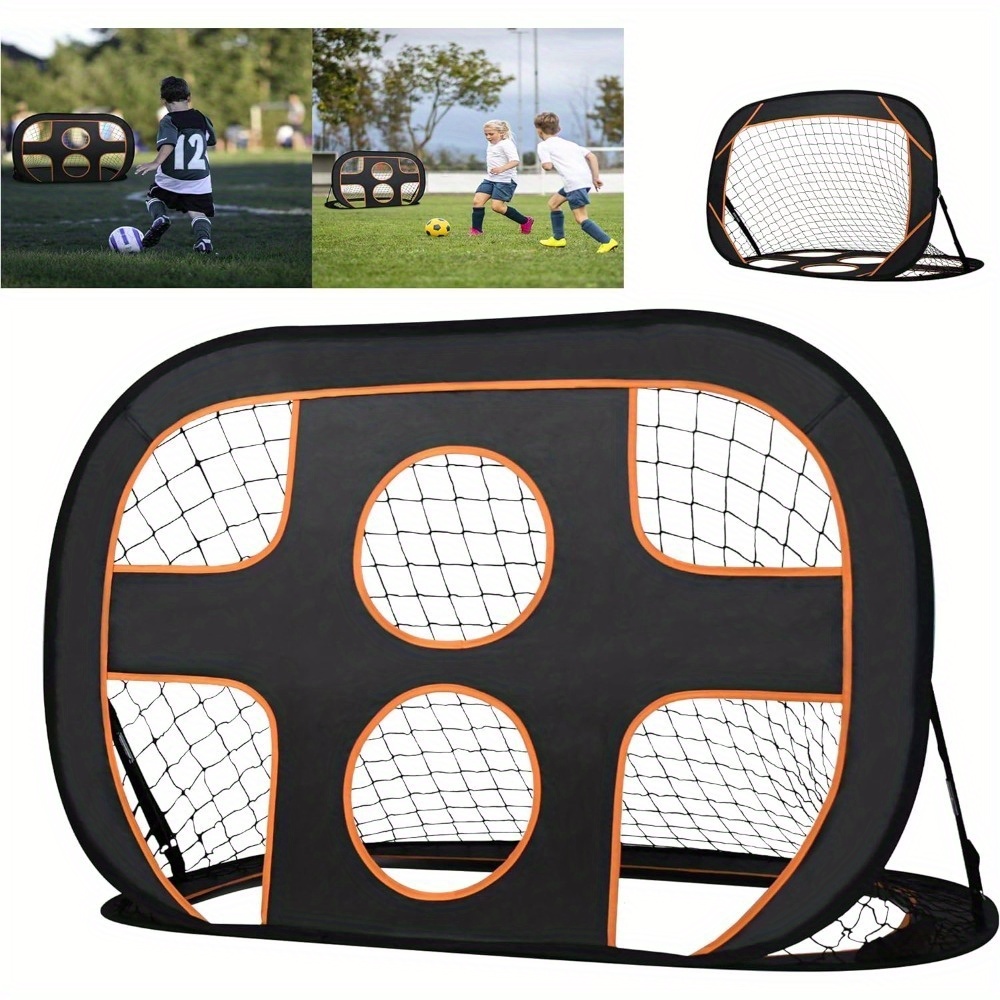 Image of Football Goal Design Pop-up Installation With 2 Support Bars 4 Steel Spikes Portable Foldable Football Training Goal