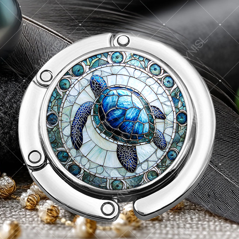 TEMU A Single Piece Of A Stylish, Portable Metal Round Folding Hook Featuring A Turtle Design, Perfect For Hanging Wallets And Supporting Bags, Ideal