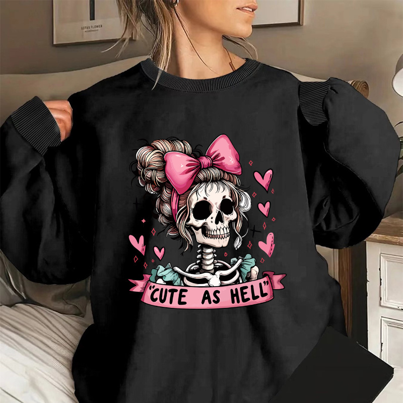

Sweatshirt, Crew Neck Casual Sweatshirt For Fall & Spring, Women's Clothing
