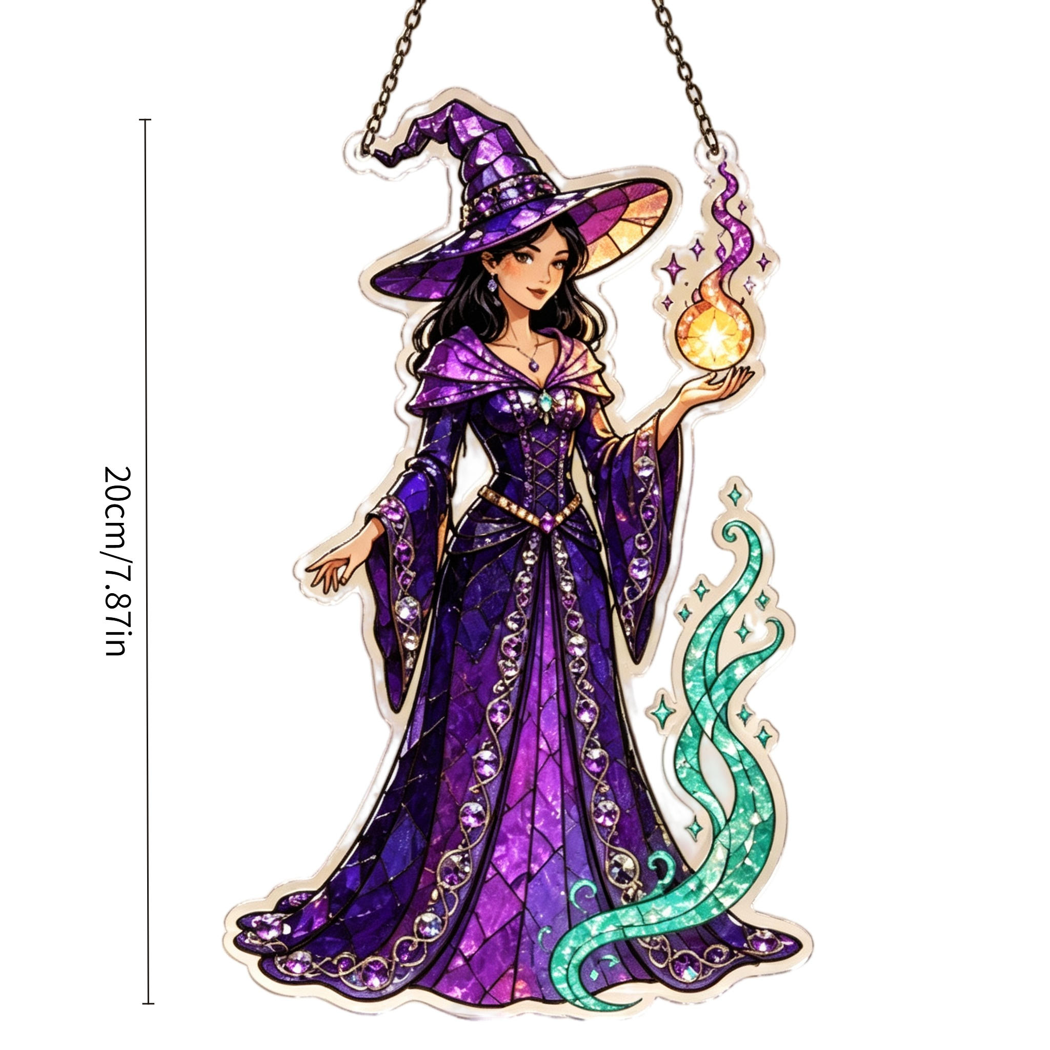 TEMU 2d Flat, 1pc Halloween Decoration Purple Mysterious Acrylic Suncatcher, Bohemian Stained Glass Window, Garden, Balcony, Car Hanging Ornament,