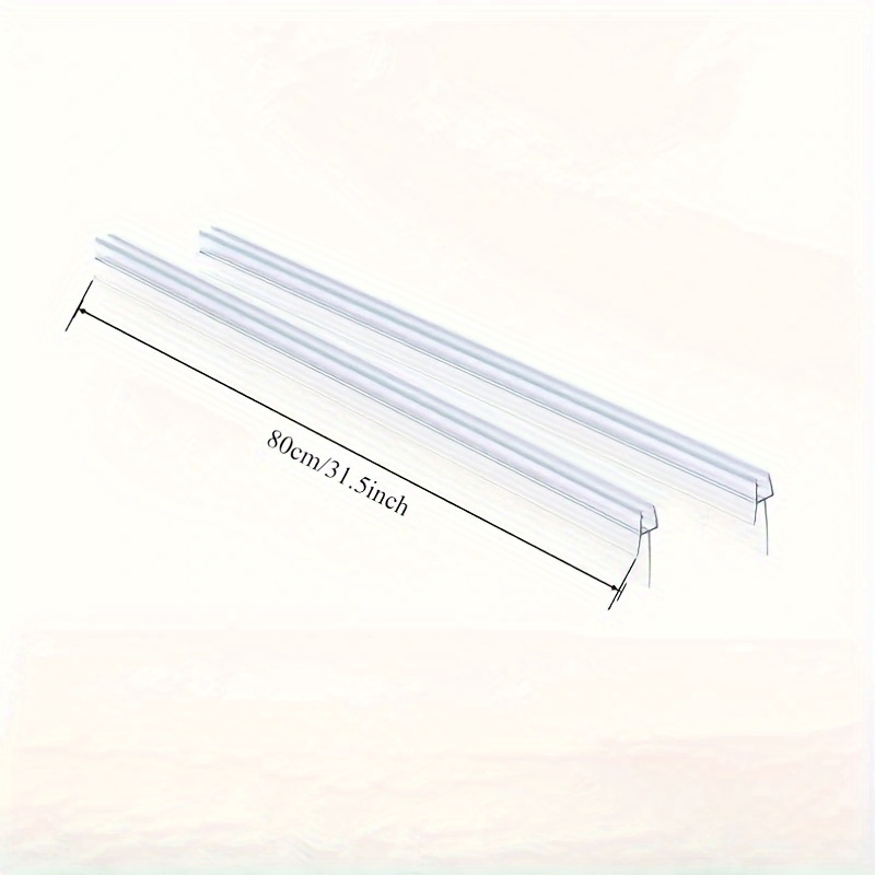 Image of 2pcs Of 80cm Leak-proof Shower Door Bottom Seal, Suitable For 6-8mm Glass - Durable Plastic Bathroom Seal, With Box, Floors Dry, Long-lasting
