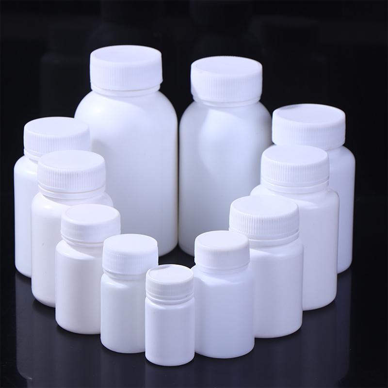 plastic bottle white medicine bottle with screw lid food grade pe storage packing container pill box case holder