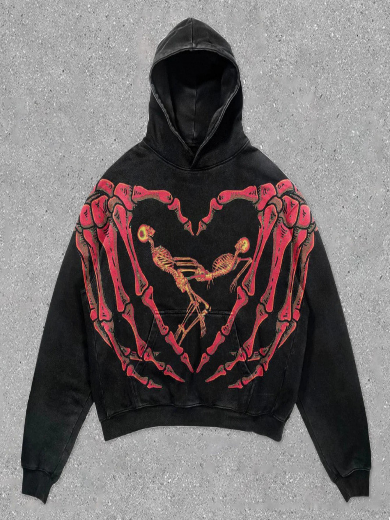 Men' Gothic Skeleton Bone Print Hoodie - Pullover with Backbone | Machine Washable Casual Streetwear | Spring Summer Essential | Youth Fashion Regular Fit Top Suitable for Parties & Casual Attire
