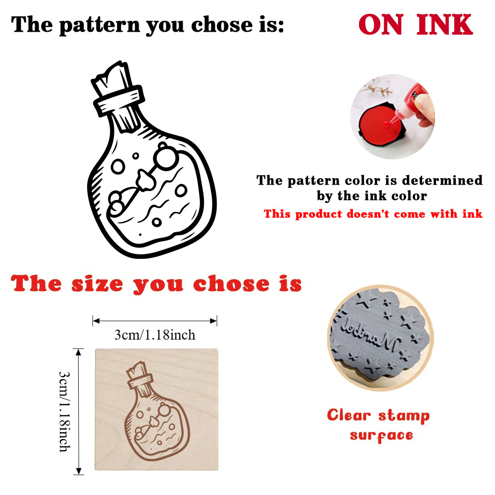Multifunctional Wooden Rubber Stamp for Journals and Diaries