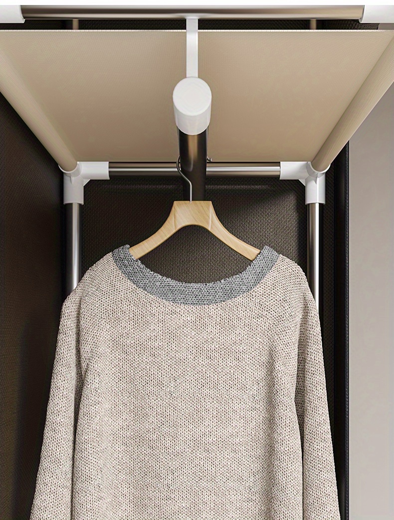 1pc large portable closet organizer with dust cover durable hangers easy assembly closed storage for bedroom dorm ideal for clothes bedding linen organization closet organizers and storage portable closets Product details 7