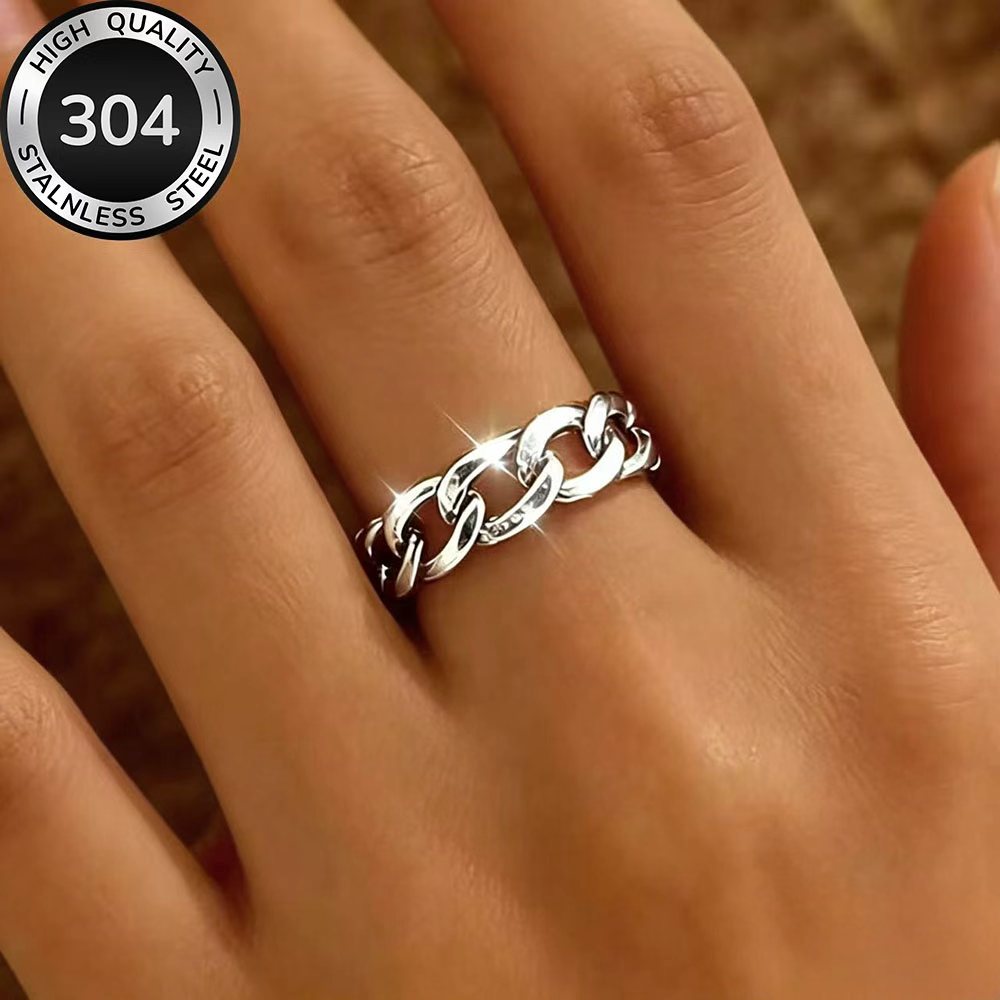 Women's Hypoallergenic Stainless Steel Adjustable Open Ring, Simple Elegance