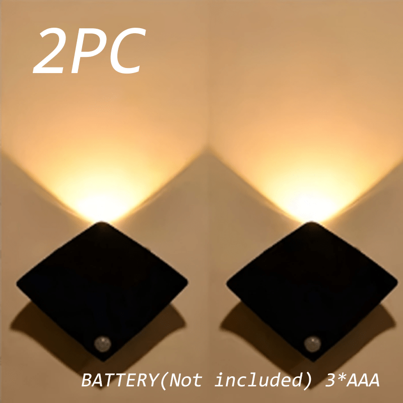 TEMU 2-pack Magnetic Led Motion Sensor Wall Lights (battery Not Included, Requires Aaa Batteries), No-drill No-installation Induction Night Light,