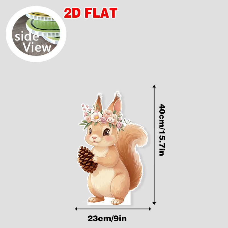 TEMU 1pc Standee 2D Plat Fête d'Anniversaire Cabine Photo Couronne Florale Écureuil Motif | Matériau en Résine Durable, Convient aux Standees