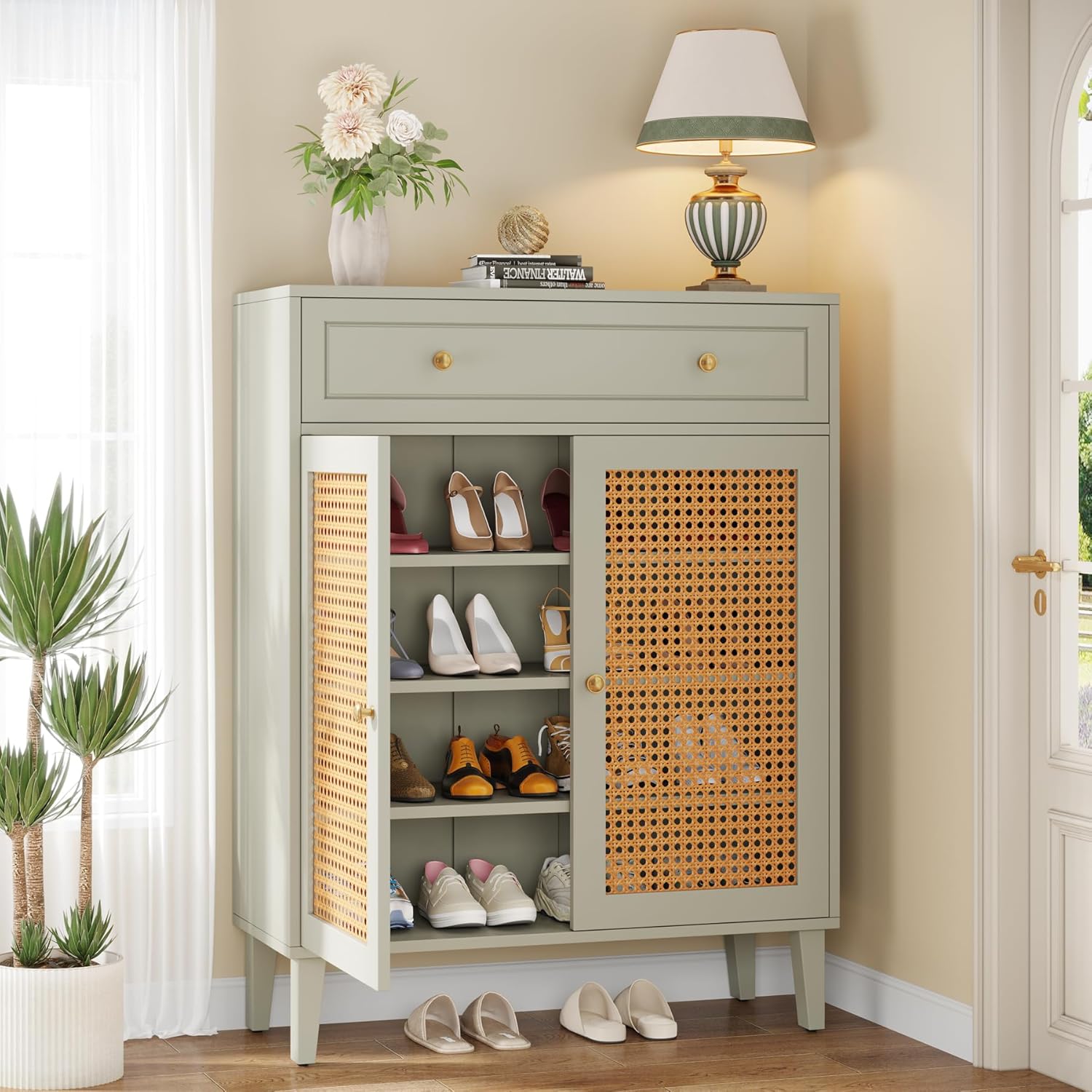 Modern Shoe Cabinet With - Adjustable Shelf Shoe Rack, -standing Shoe Suitable For Entryway, Hallway, Living Room, Bedroom, Doors/drawers Storage For Sneakers,,, Space-