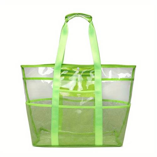 clear tote for women extra large beach bag stadium pvc mesh bag for travel pool cruise work gym vacation