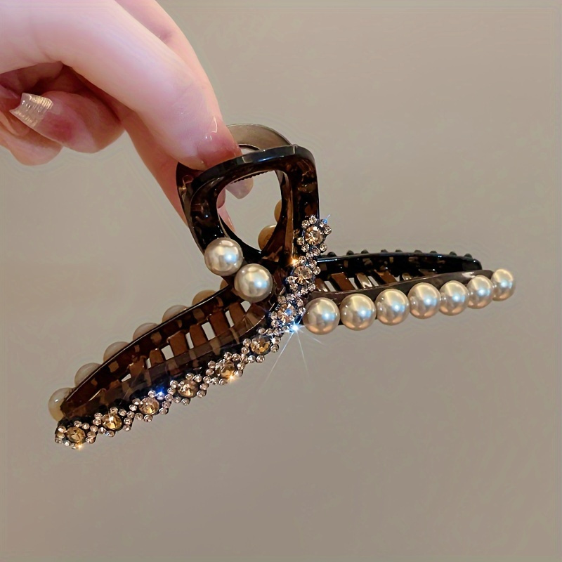 Image of 1pc Elegant Brown Large Hair Clip For Ladies With Thick And Long Hair, For Business And Casual Wear, Ideal Gift