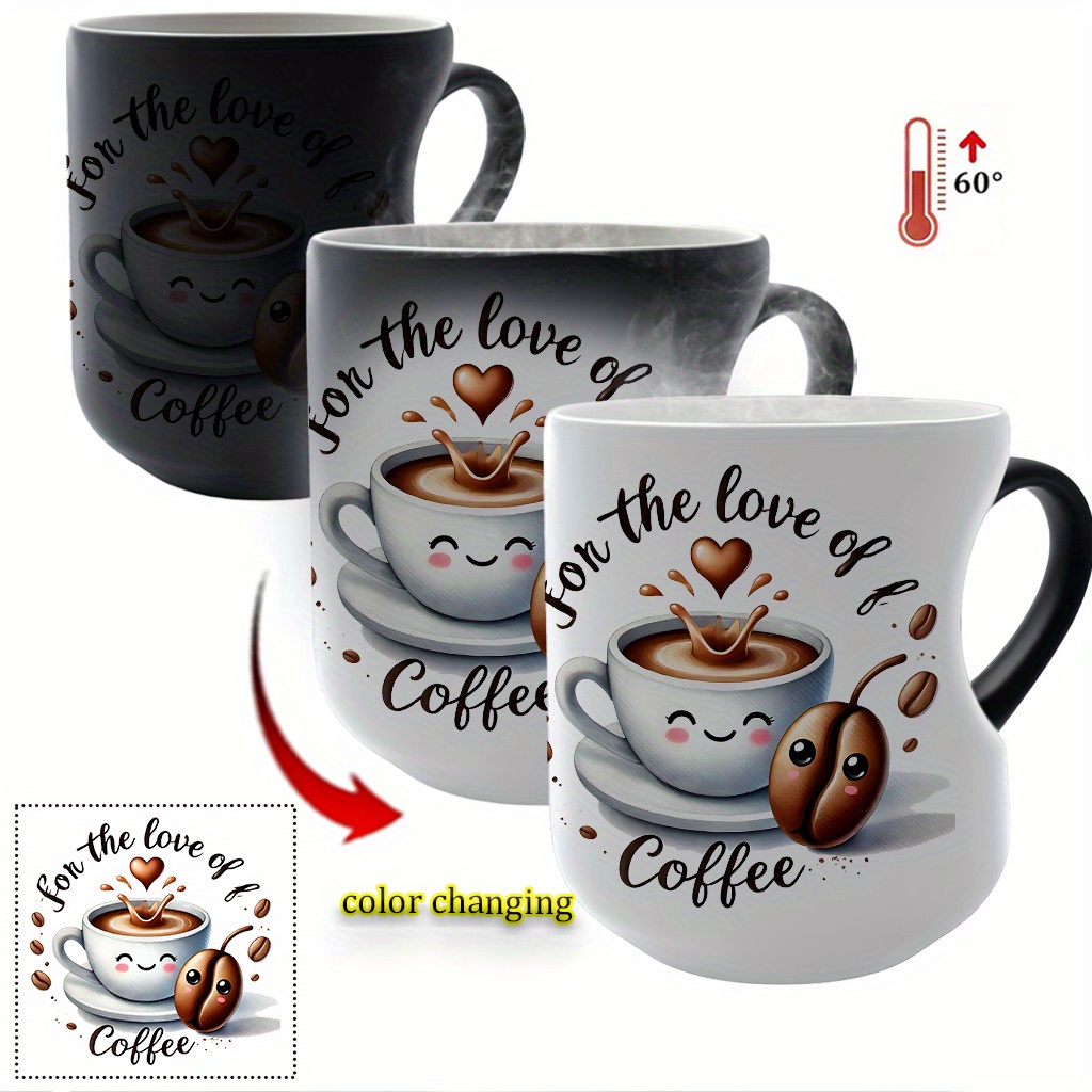 Love of Coffee: *-Shaped Handle, 11Oz (330Ml) Color-Changing Ceramic Coffee  Mug with * Character * Gifts