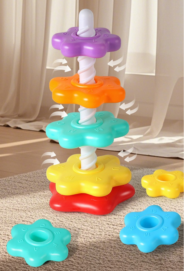 6-Layer Rainbow Spinning Stacking Tower, Kids Party & Christmas Gift, Back to School & School Supplies. Unisex Pretend Play Toy, Ideal for Parties and Holidays. Boosts Interaction, Trains Hand-eye-foot Coordination. Random Colors & Styles.
