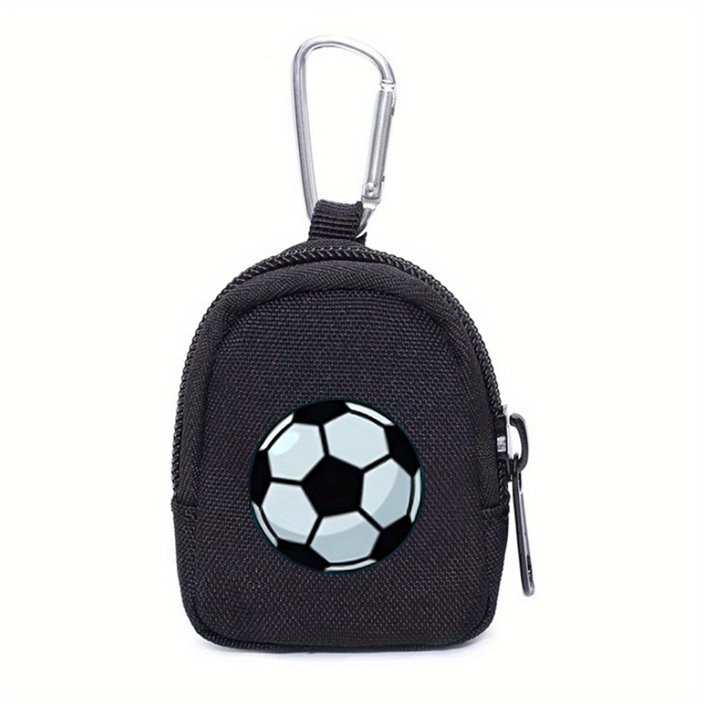 TEMU 1 Stück Fußball-Geldbörse mit Schlüsselanhänger, Kompakter Münzbeutel-Organizer für Männer, Sicherer Reißverschluss, Geometrisches Design, Ideal