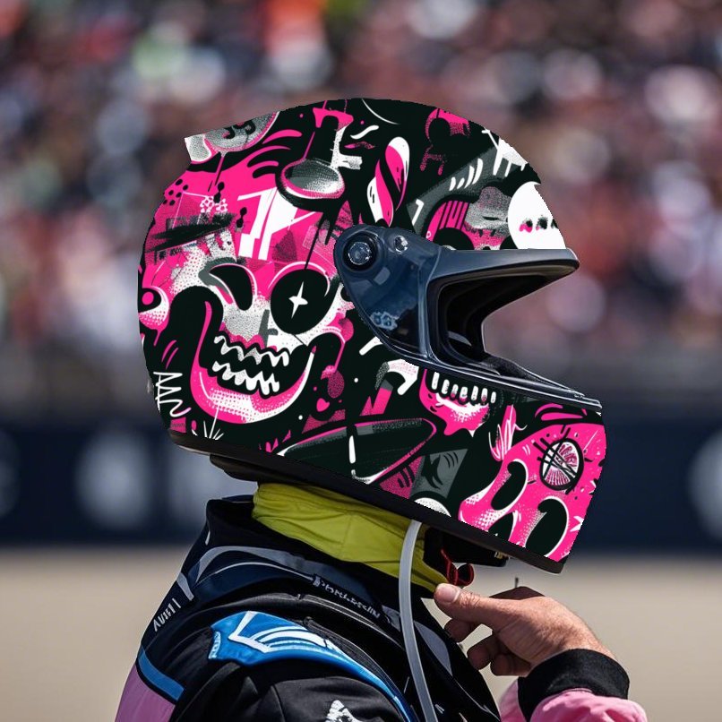artistic motorcycle helmets punk inspired skull full face helmet vinyl wrap