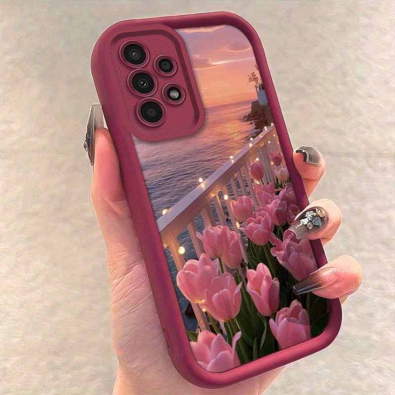 

Un étui de téléphone magnifiquement conçu avec des floraux pour divers modèles de , A01, A02S, A03 et plus encore.