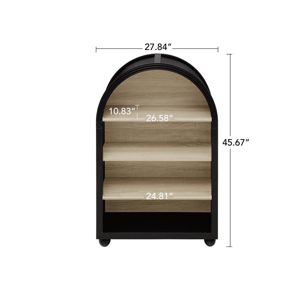 45.67' Tall Arched Bookshelf, 4 Tier Arched Bookcase, Modern Farmhouse Open Display Tall Bookcase for Bedroom, Home Office, Bedroom