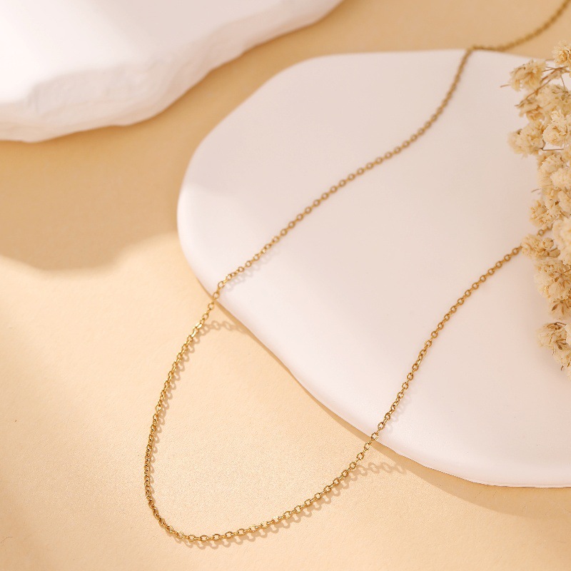 TEMU An Elegant Women's Everyday Wear Easy Stainless Steel 18k Gold-plated O-chain Clavicle Necklace, Jewelry Matching Chain, Versatile Everyday