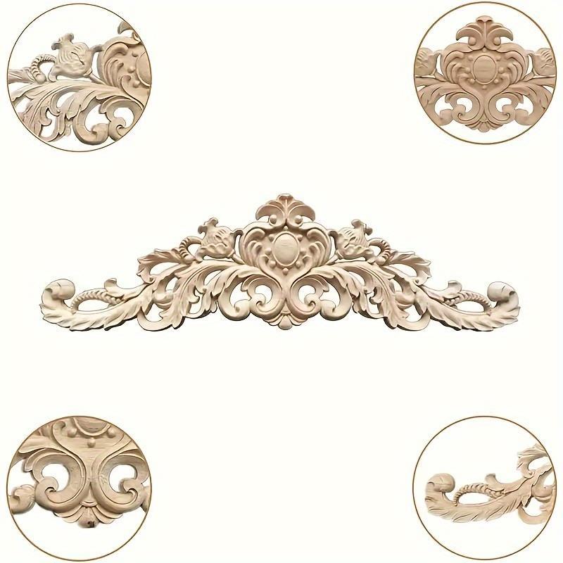 

4/5/6pcs Vintage Wood Carving Appliques, Elegant Unpainted Wooden Pendants, , For Diy Furniture, Ideal For Bed, Door, Cabinet, , Home Decor Enhancement, Art Supplies, Craft Tools, Woodworking Material